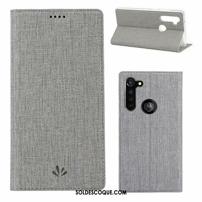 Coque Moto G8 Power Tissu Étui En Cuir Modèle Fleurie Gris Carte En Vente