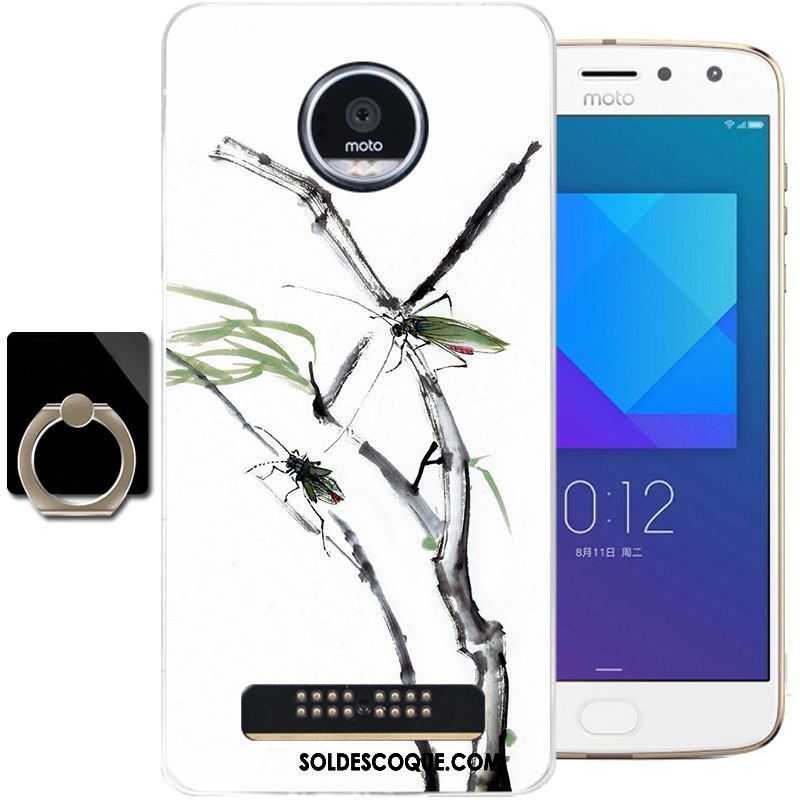 Coque Moto Z2 Play Gris Silicone Étui Style Chinois Fluide Doux Pas Cher