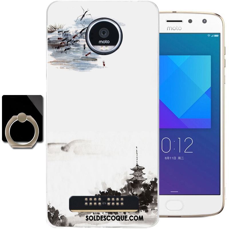 Coque Moto Z2 Play Gris Silicone Étui Style Chinois Fluide Doux Pas Cher