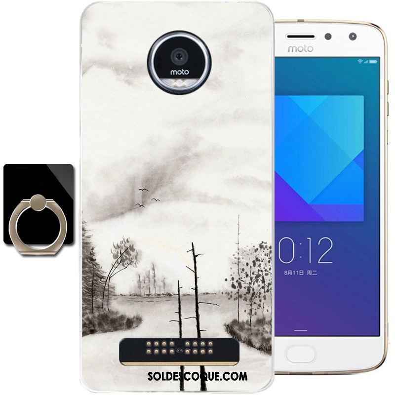 Coque Moto Z2 Play Gris Silicone Étui Style Chinois Fluide Doux Pas Cher