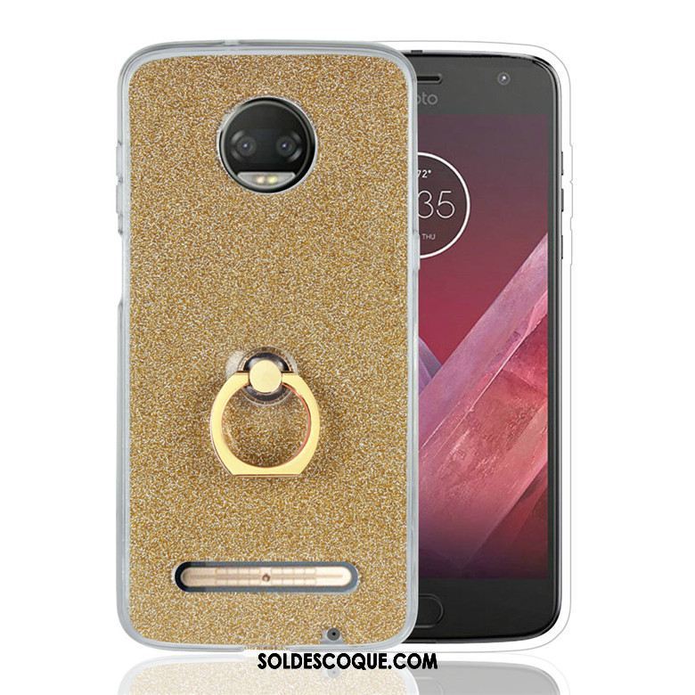 Coque Moto Z3 Play Incassable Or Silicone Support Anneau Soldes