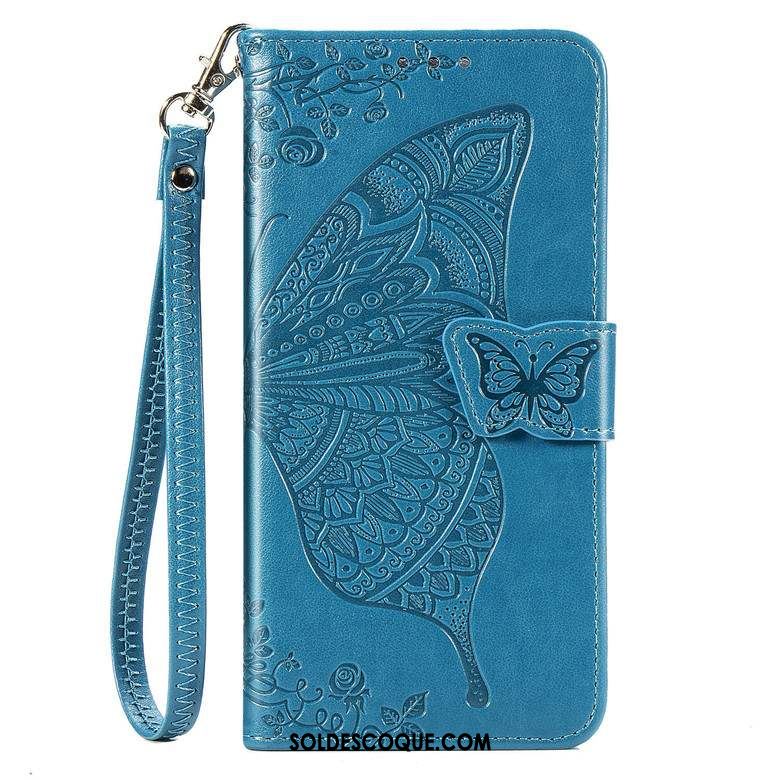 Coque Motorola One Action Bleu Protection Étui En Cuir Téléphone Portable Incassable Soldes