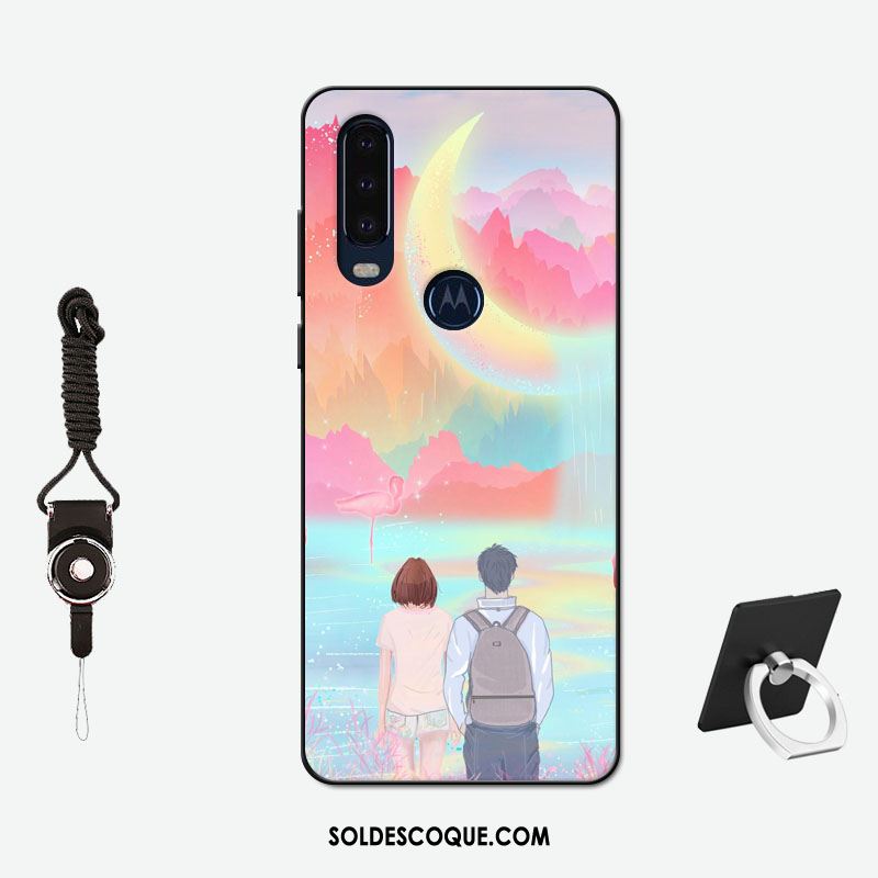 Coque Motorola One Action Net Rouge Tout Compris Délavé En Daim Amoureux Silicone Soldes