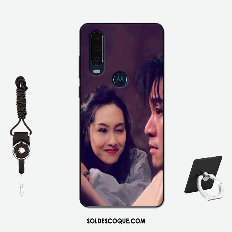 Coque Motorola One Action Net Rouge Tout Compris Délavé En Daim Amoureux Silicone Soldes