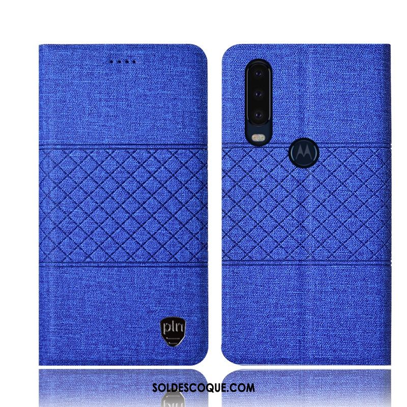 Coque Motorola One Action Téléphone Portable Incassable Lin Étui En Cuir Protection Housse Pas Cher