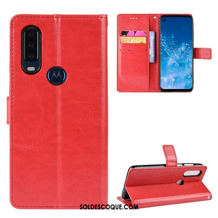Coque Motorola One Action Téléphone Portable Protection Rouge Boucle Magnétique Clamshell Pas Cher