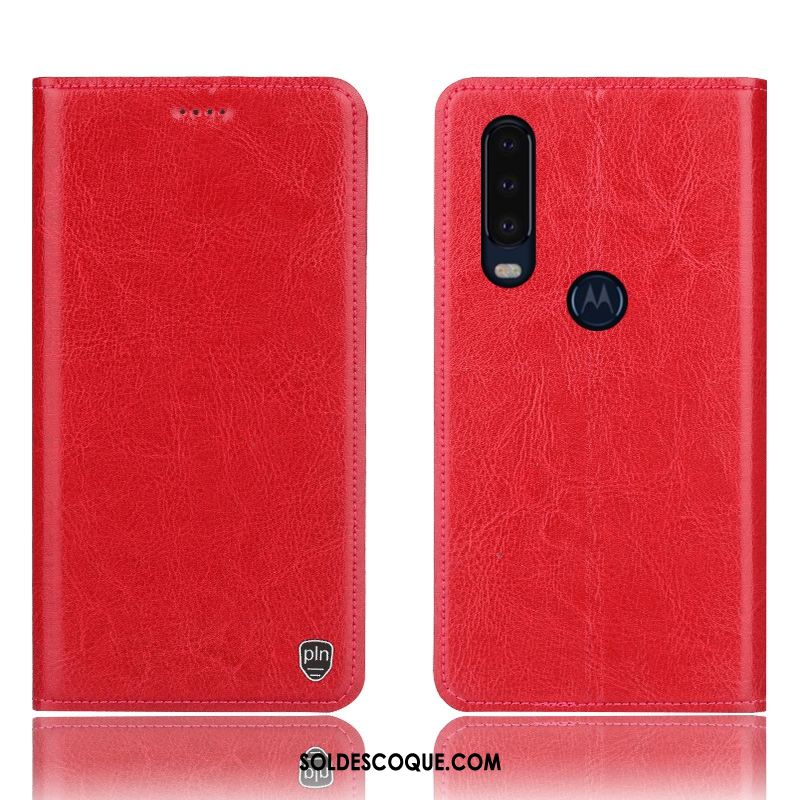 Coque Motorola One Action Étui Bleu Cuir Véritable Incassable Protection En Vente