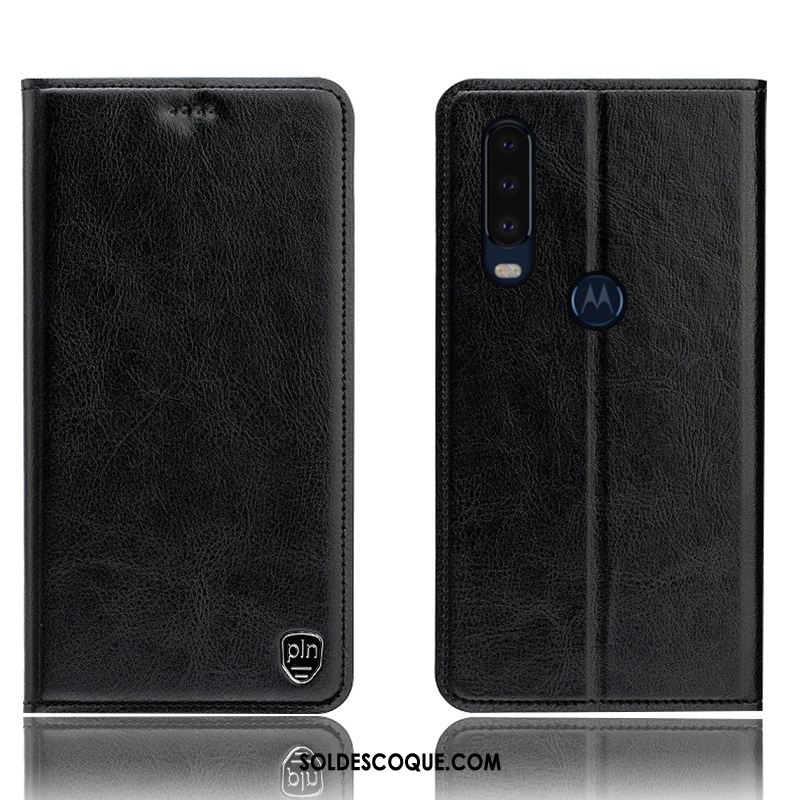 Coque Motorola One Action Étui Bleu Cuir Véritable Incassable Protection En Vente