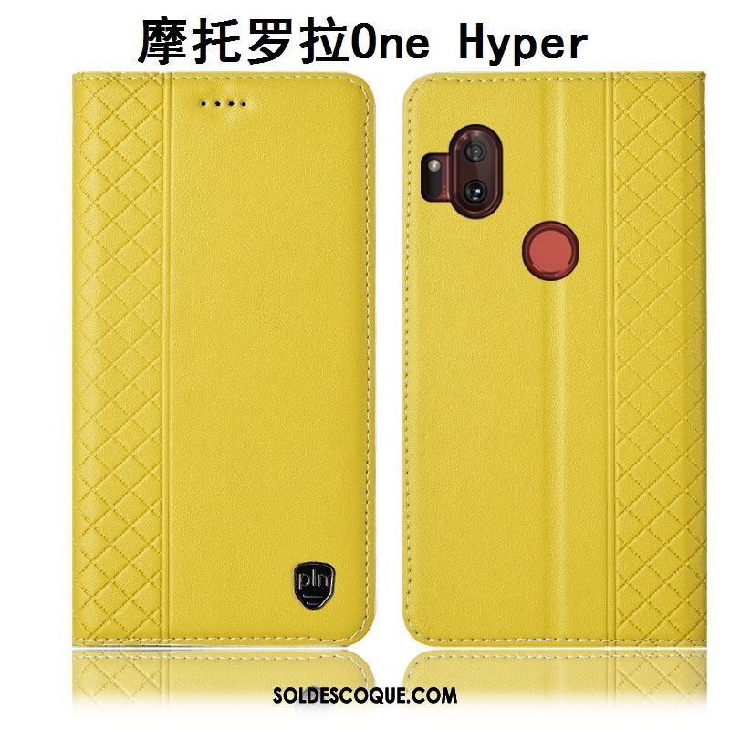 Coque Motorola One Hyper Incassable Jaune Étui En Cuir Protection Téléphone Portable Soldes