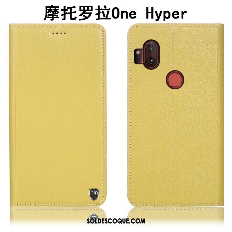 Coque Motorola One Hyper Jaune Cuir Véritable Étui Protection Modèle Fleurie Housse En Vente