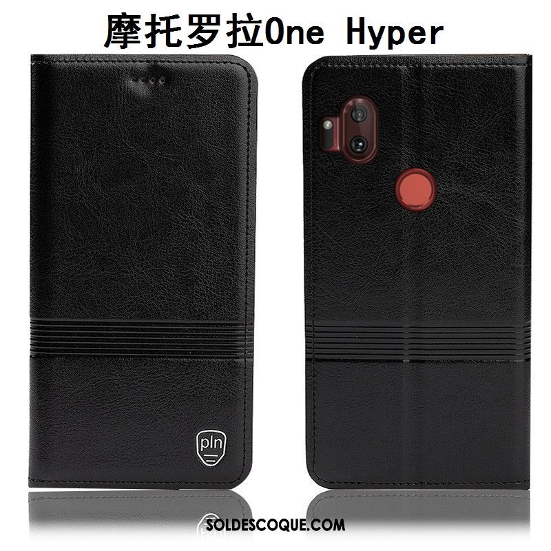 Coque Motorola One Hyper Protection Étui Téléphone Portable Rouge Cuir Véritable Housse Pas Cher