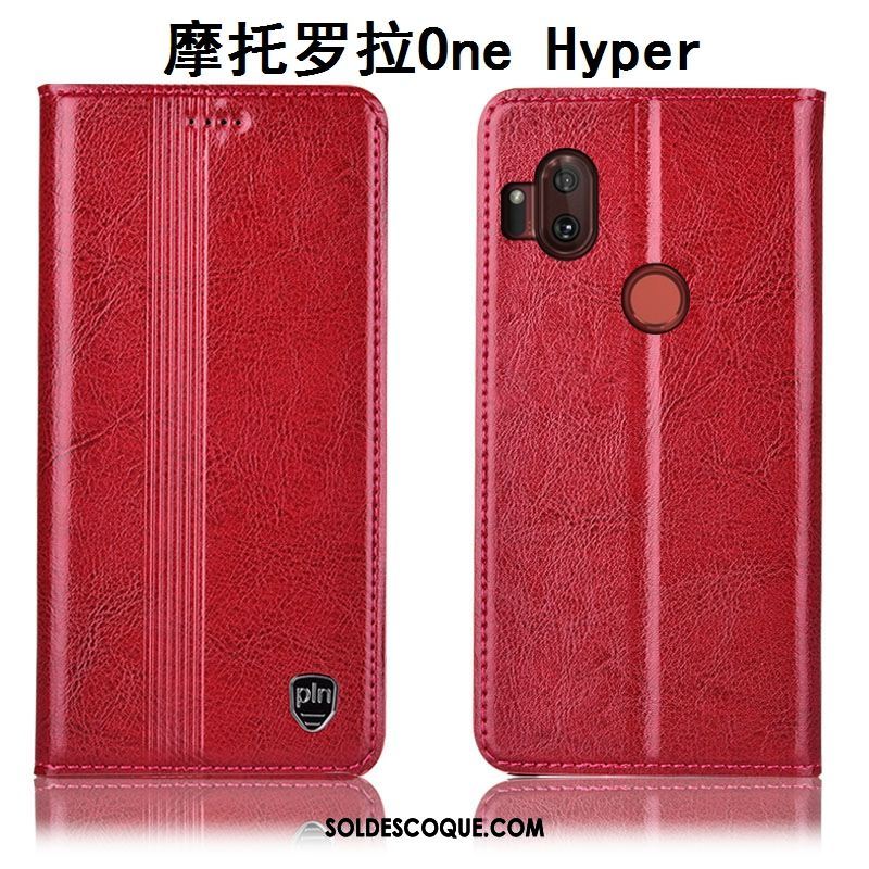 Coque Motorola One Hyper Rouge Tout Compris Protection Cuir Véritable Téléphone Portable Housse Pas Cher