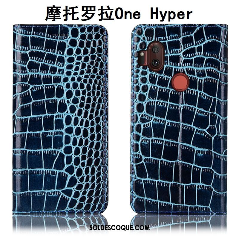 Coque Motorola One Hyper Étui En Cuir Téléphone Portable Crocodile Incassable Marron Soldes