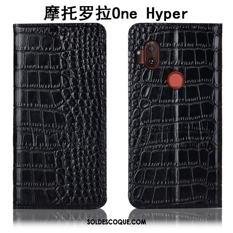 Coque Motorola One Hyper Étui En Cuir Téléphone Portable Crocodile Incassable Marron Soldes