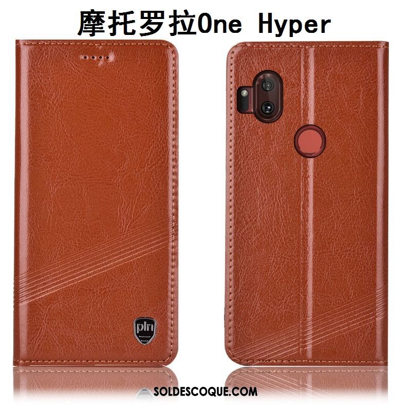 Coque Motorola One Hyper Étui Incassable Téléphone Portable Protection Cuir Véritable Pas Cher