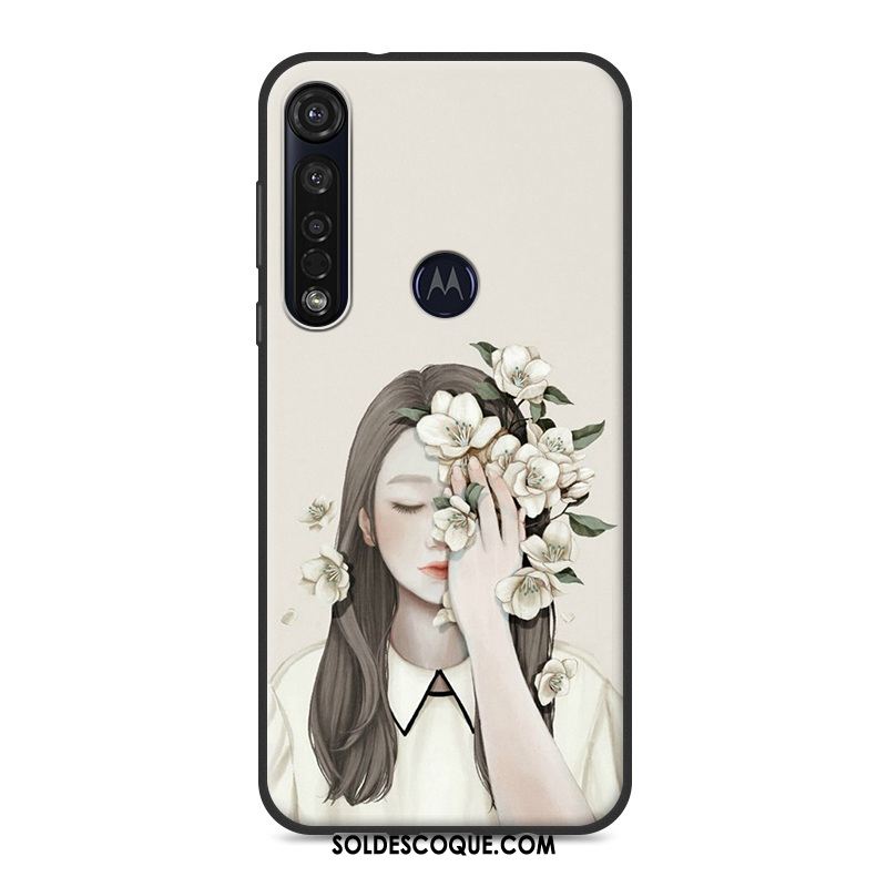 Coque Motorola One Macro Fluide Doux Téléphone Portable Bleu Frais Étui Pas Cher