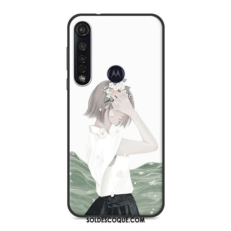 Coque Motorola One Macro Fluide Doux Téléphone Portable Bleu Frais Étui Pas Cher