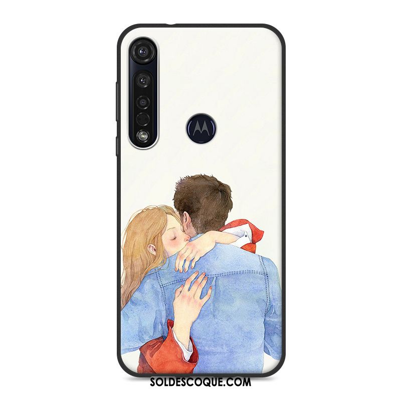 Coque Motorola One Macro Fluide Doux Téléphone Portable Bleu Frais Étui Pas Cher