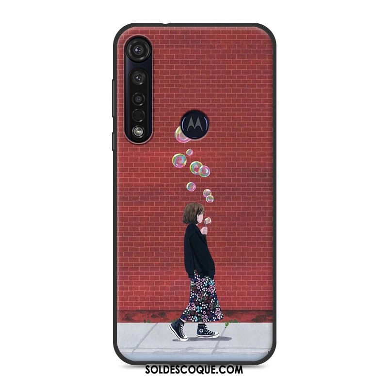 Coque Motorola One Macro Fluide Doux Téléphone Portable Bleu Frais Étui Pas Cher