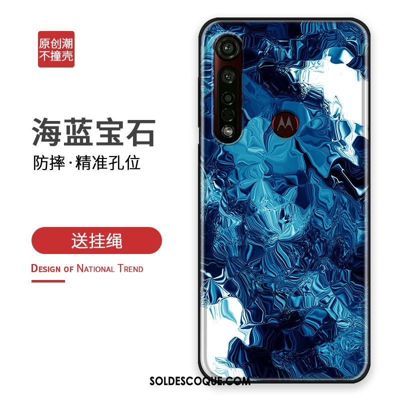 Coque Motorola One Macro Silicone Bleu Marque De Tendance Protection Personnalité Soldes