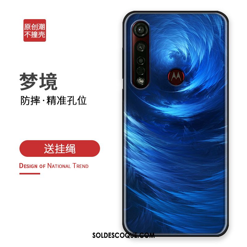 Coque Motorola One Macro Silicone Bleu Marque De Tendance Protection Personnalité Soldes