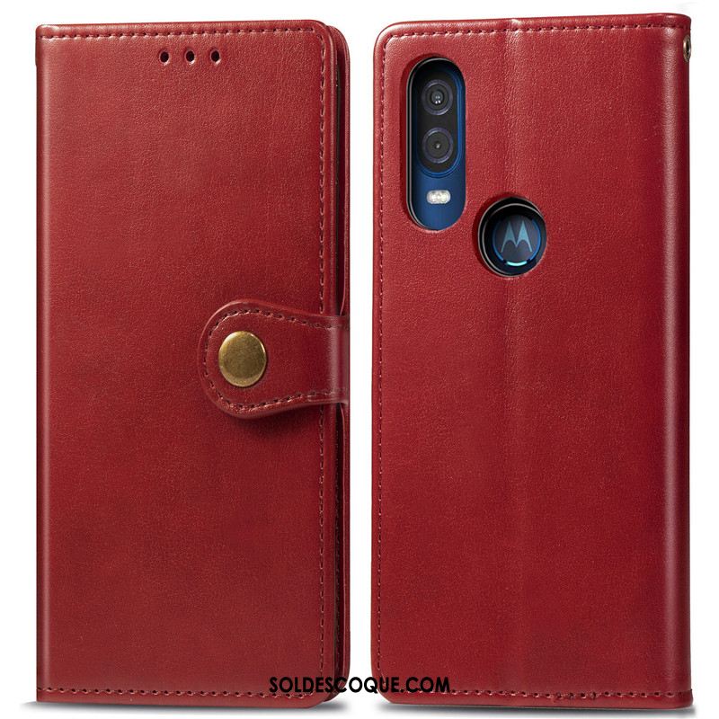 Coque Motorola One Vision Couleur Unie Protection Rouge Étui Simple Soldes