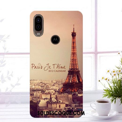 Coque Motorola One Vision Téléphone Portable Bleu Marin Étui Peinture Housse Pas Cher