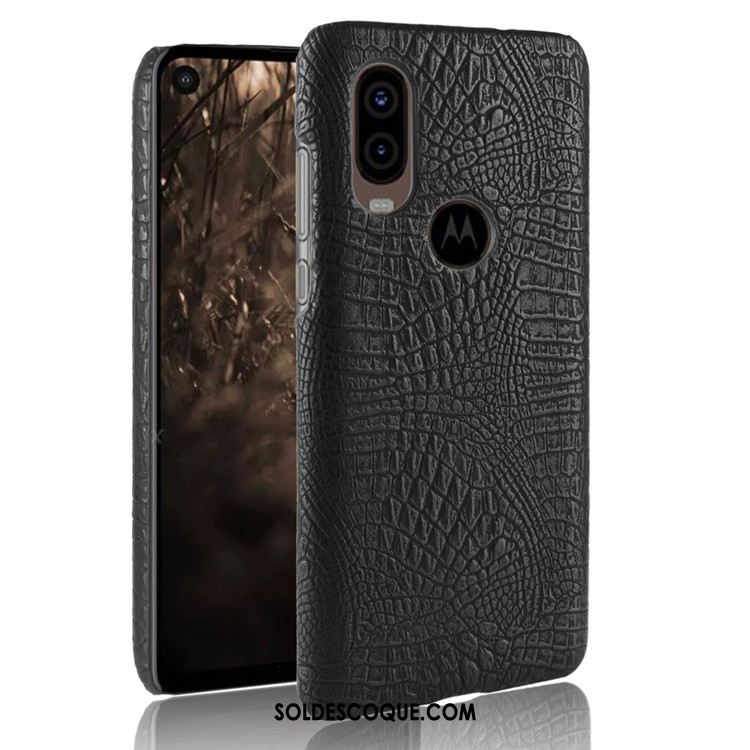 Coque Motorola One Vision Étui Noir Délavé En Daim Téléphone Portable Protection En Vente