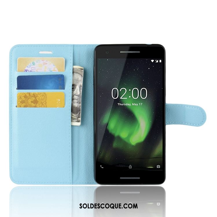 Coque Nokia 2.1 Bleu Portefeuille Modèle Fleurie Téléphone Portable Tendance Soldes
