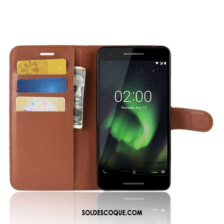 Coque Nokia 2.1 Bleu Portefeuille Modèle Fleurie Téléphone Portable Tendance Soldes