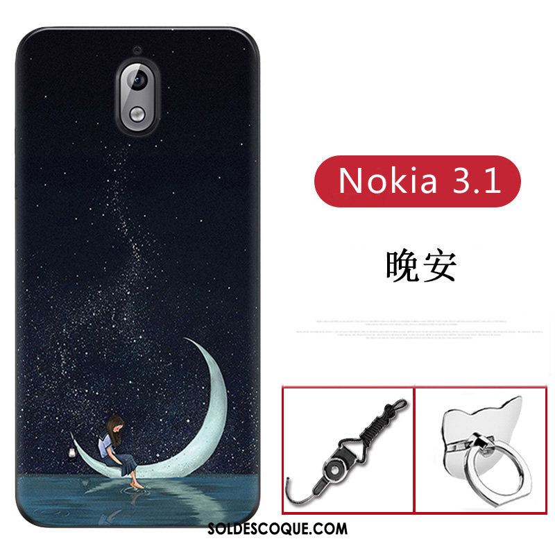 Coque Nokia 3.1 Personnalité Fluide Doux Protection Bleu Étui Pas Cher