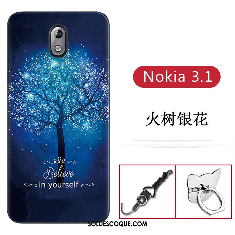 Coque Nokia 3.1 Personnalité Fluide Doux Protection Bleu Étui Pas Cher