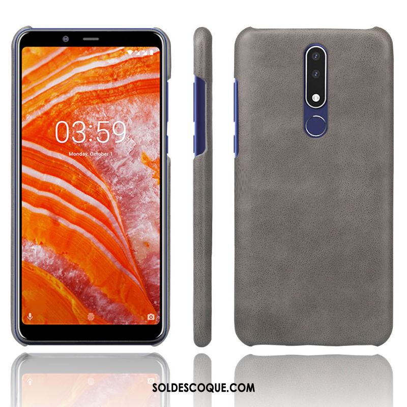 Coque Nokia 3.1 Plus Téléphone Portable Étui Couleur Unie Modèle Fleurie Cuir Pas Cher