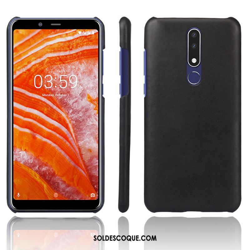 Coque Nokia 3.1 Plus Téléphone Portable Étui Couleur Unie Modèle Fleurie Cuir Pas Cher