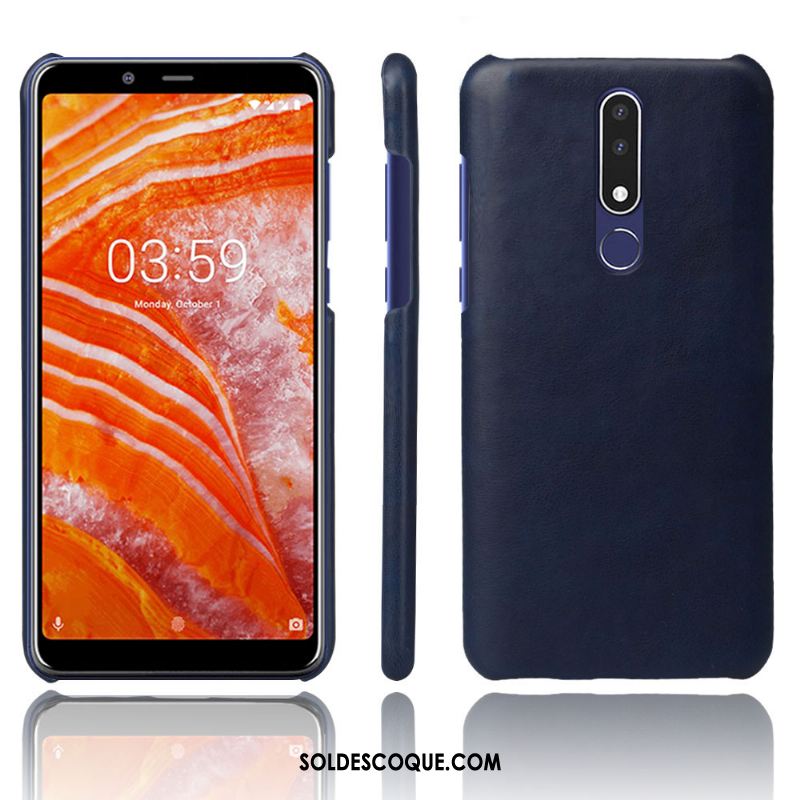 Coque Nokia 3.1 Plus Téléphone Portable Étui Couleur Unie Modèle Fleurie Cuir Pas Cher