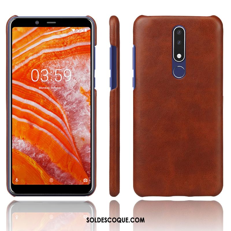 Coque Nokia 3.1 Plus Téléphone Portable Étui Couleur Unie Modèle Fleurie Cuir Pas Cher