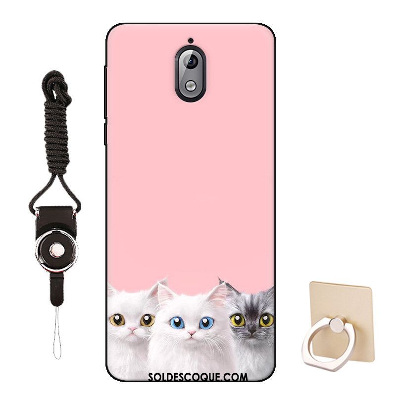 Coque Nokia 3.1 Protection Téléphone Portable Rose Silicone Chat Soldes