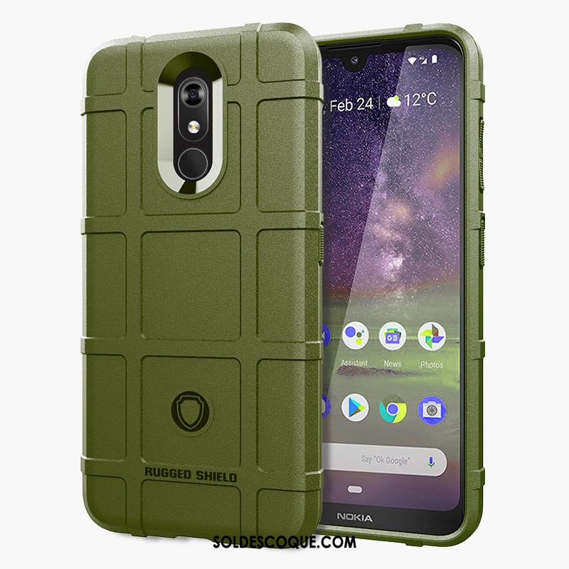 Coque Nokia 3.2 Silicone Vert Incassable Épais Téléphone Portable Pas Cher