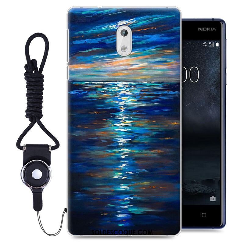 Coque Nokia 3 Téléphone Portable Peinture Incassable Ornements Suspendus Noir Housse Soldes