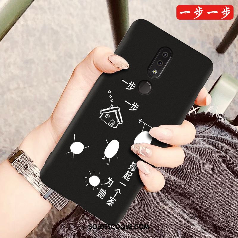 Coque Nokia 4.2 Délavé En Daim Protection Téléphone Portable Dessin Animé Noir En Ligne