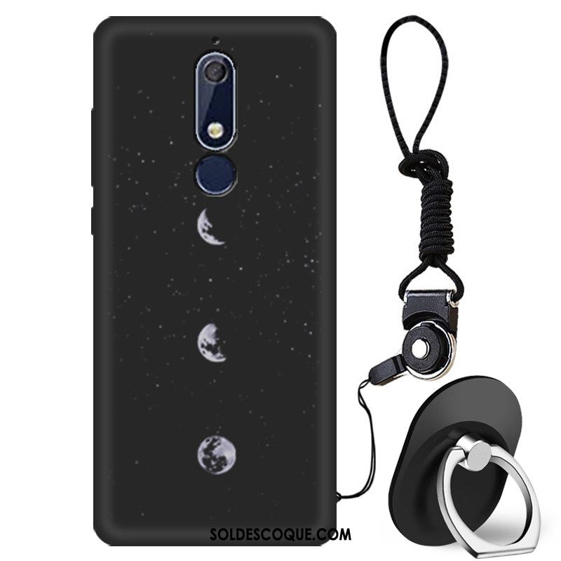 Coque Nokia 5.1 Créatif Délavé En Daim Fluide Doux Étui Noir En Ligne