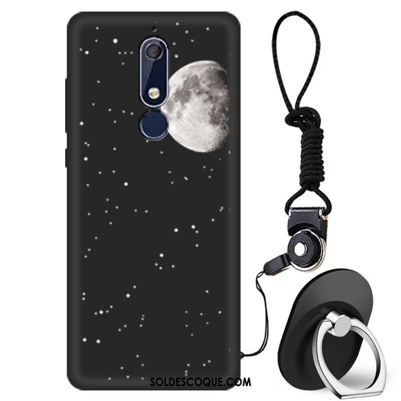 Coque Nokia 5.1 Créatif Délavé En Daim Fluide Doux Étui Noir En Ligne