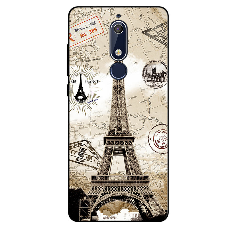 Coque Nokia 5.1 Dessin Animé Silicone Fluide Doux Tout Compris Noir En Ligne