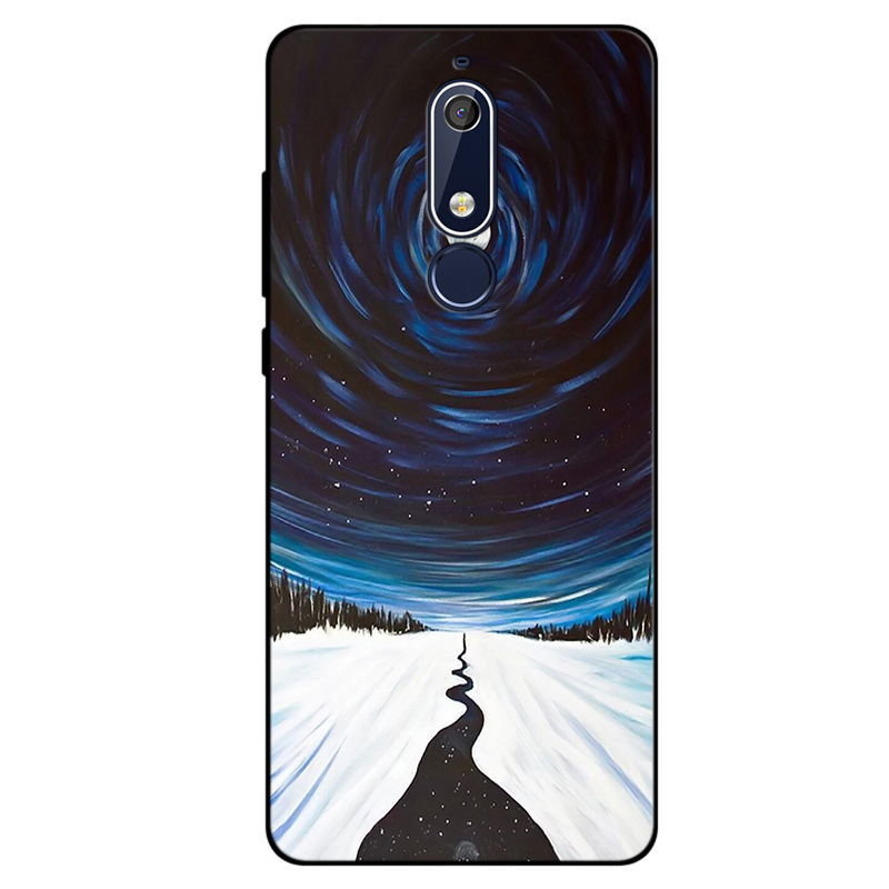 Coque Nokia 5.1 Dessin Animé Silicone Fluide Doux Tout Compris Noir En Ligne