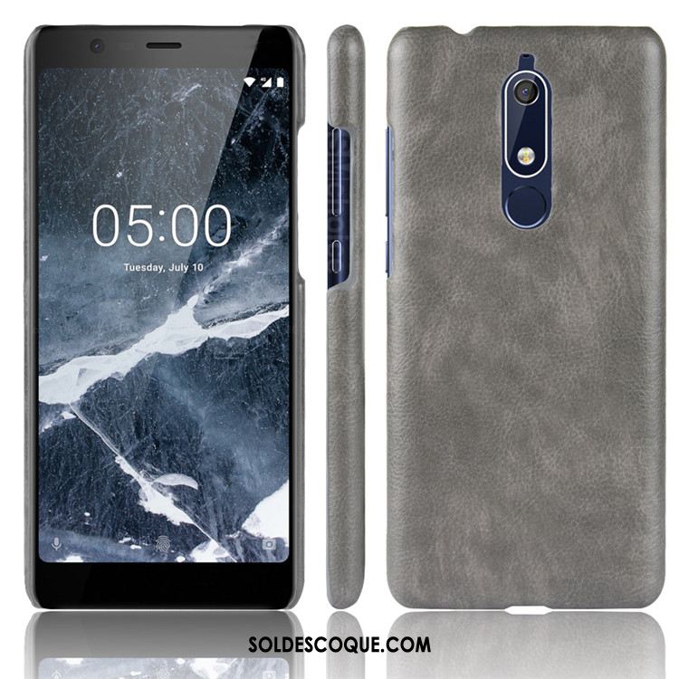 Coque Nokia 5.1 Difficile Modèle Fleurie Litchi Étui Qualité Pas Cher