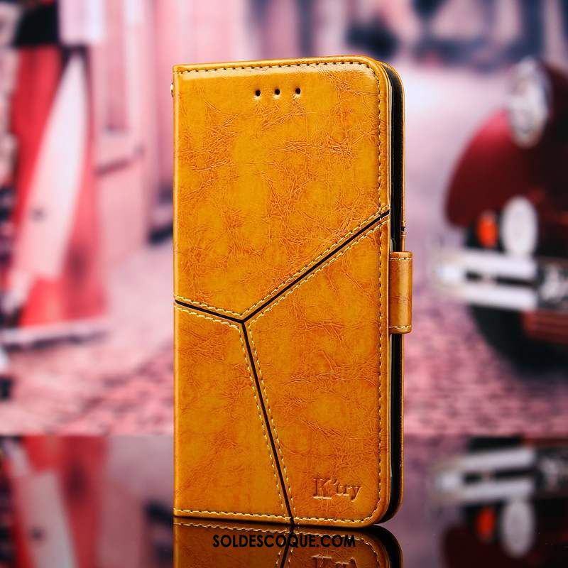 Coque Nokia 5.1 Plus Carte Support Étui En Cuir Téléphone Portable Jaune Pas Cher