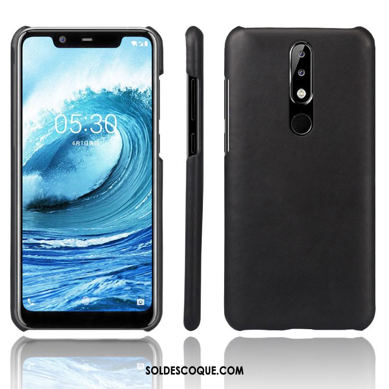 Coque Nokia 5.1 Plus Cuir Foncé Tendance Étui Incassable Pas Cher