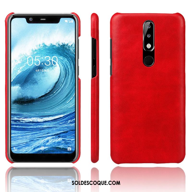 Coque Nokia 5.1 Plus Cuir Foncé Tendance Étui Incassable Pas Cher