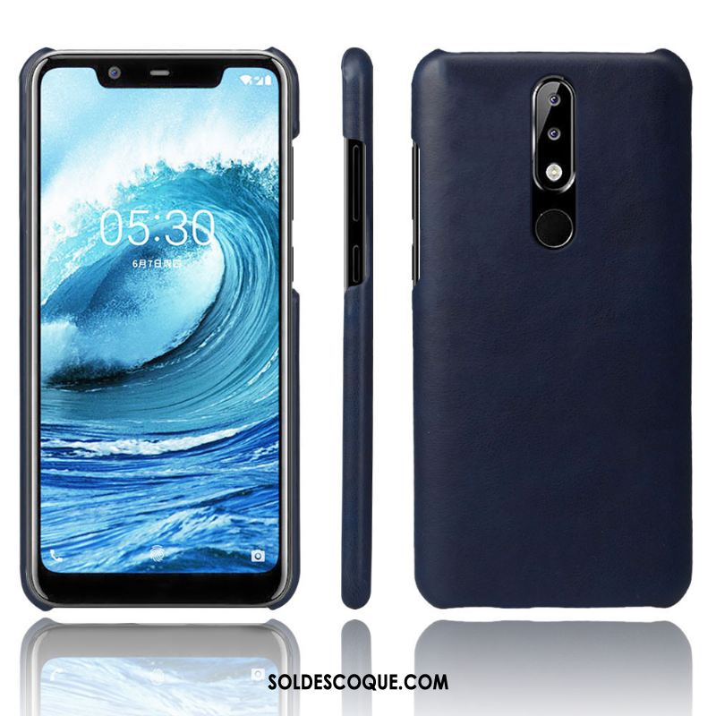 Coque Nokia 5.1 Plus Cuir Foncé Tendance Étui Incassable Pas Cher