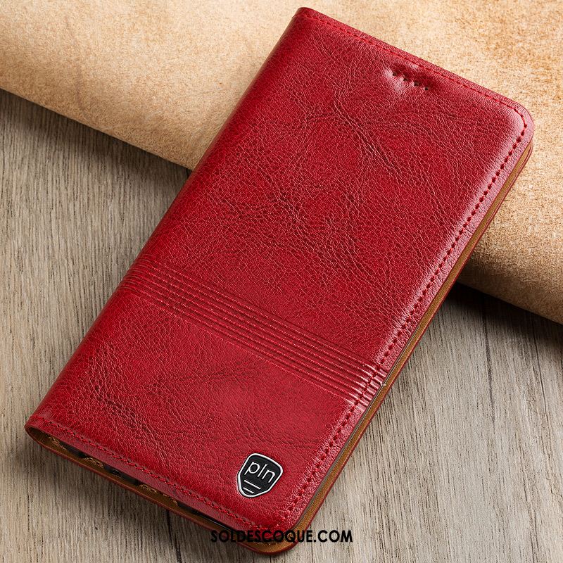 Coque Nokia 5.1 Plus Rouge Étui En Cuir Téléphone Portable Cuir Véritable En Ligne